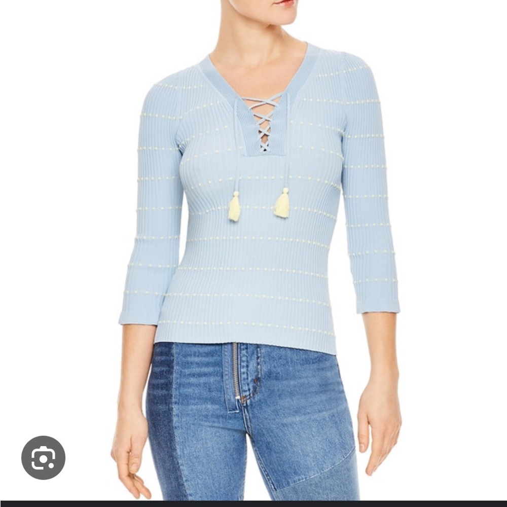 Sandro Gemilia Tassled Lace Up Sweater.